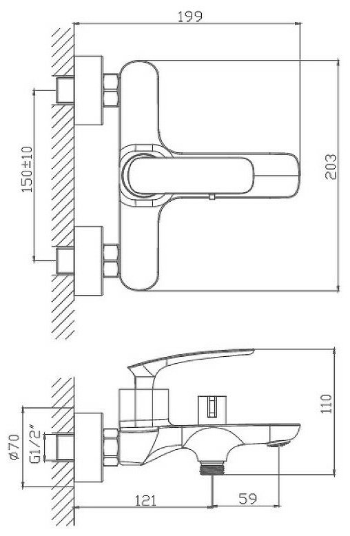 Смеситель для ванны Haiba HB60616, латунь, цвет хром купить,NaN