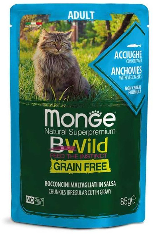 Корм Monge кусочки в соусе анчоусы 85 г 1 шт купить,930