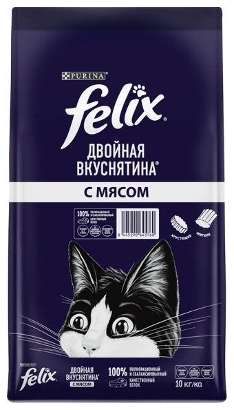 Корм Felix Двойная вкуснятина мясо 10 кг