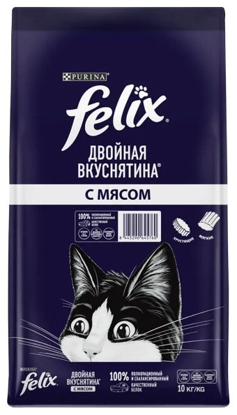 Корм Felix Двойная вкуснятина мясо 10 кг