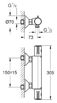 Смеситель для душа Grohe Grohtherm 800 34558000, латунь, цвет хром купить,133300