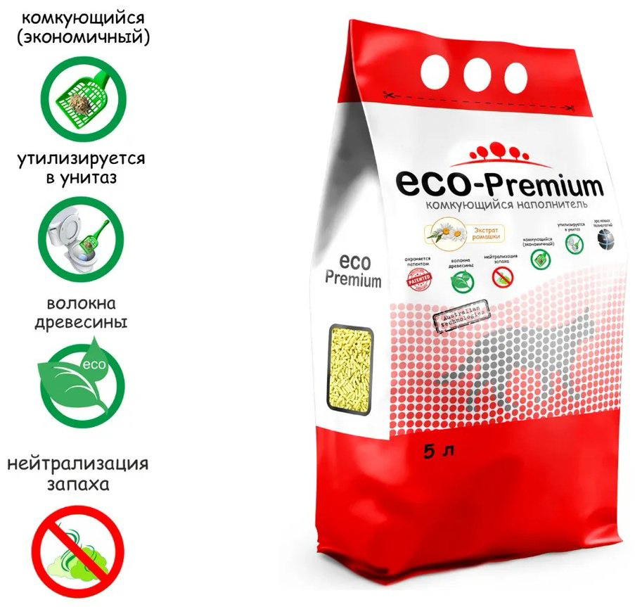 Наполнитель ECO-Premium с экстрактом ромашки комкующийся 5 л - ForteMarket Наполнитель ECO-Premium с экстрактом ромашки комкующийся 5 л купить,3200