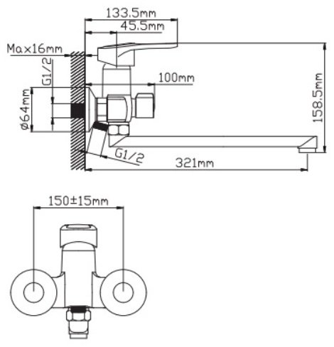 Смеситель для ванны Potato P4625 , поворотно-нажимной купить,30900