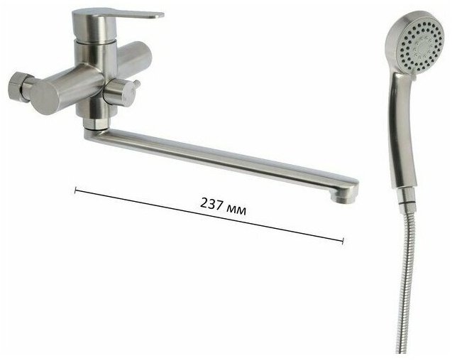 Смеситель для ванны Accoona 71103A, силумин, цвет стальной купить,NaN