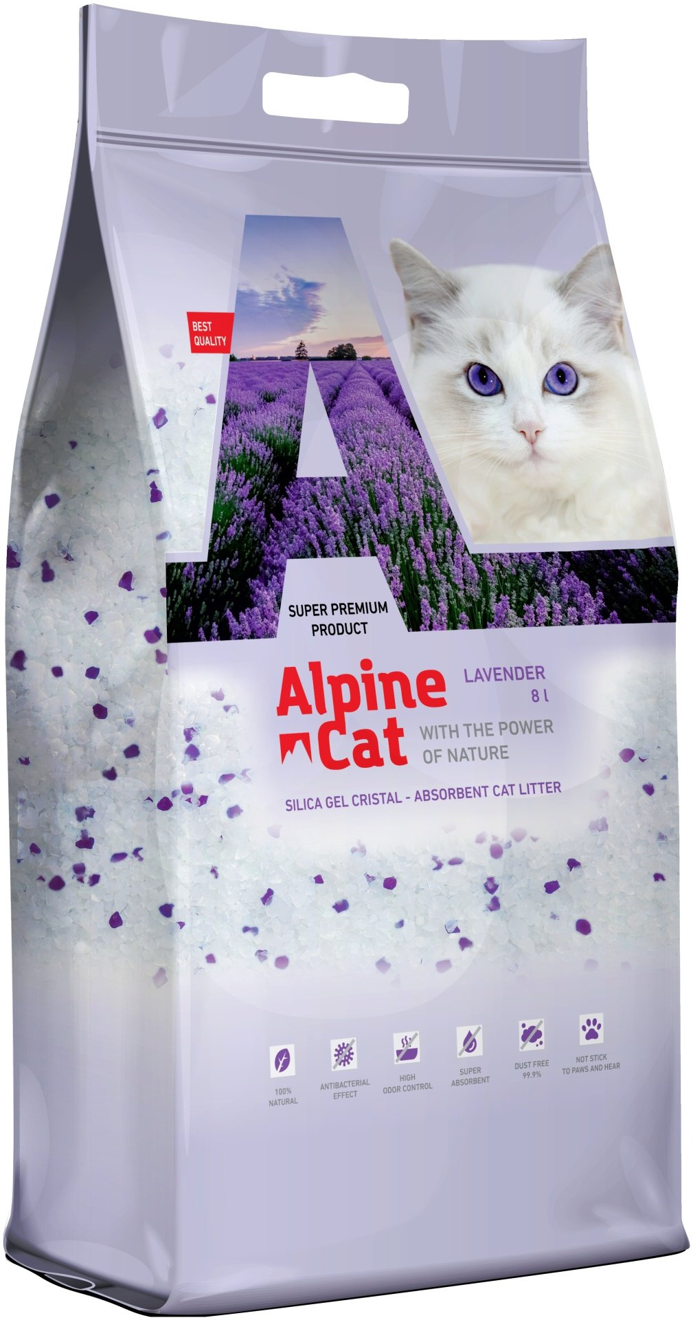 Наполнитель Alpine Cat Лаванда силикагелевый впитывающий 8 л