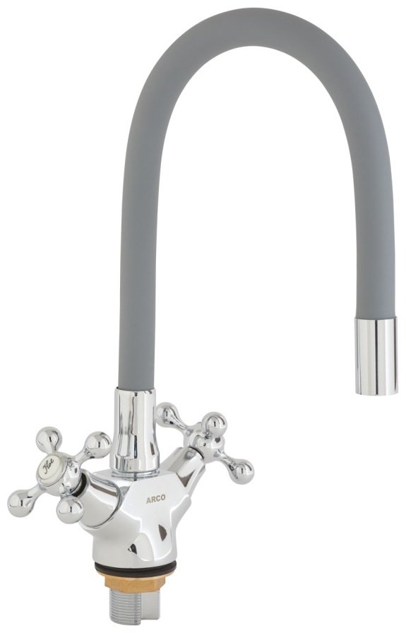 Смеситель с гибким изливом ARCO А48(1)07GR, латунь, цвет серый, хром - ForteMarket Смеситель с гибким изливом ARCO А48(1)07GR, латунь, цвет серый, хром купить,19280