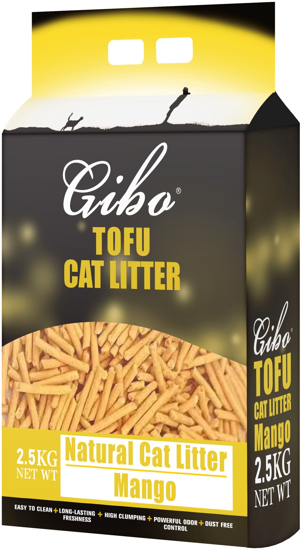 Наполнитель Gibo Tofu с ароматом манго комкующийся 2.5 кг