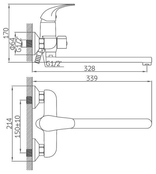 Смеситель для ванны Accoona 7124A, силумин, цвет хром купить,NaN