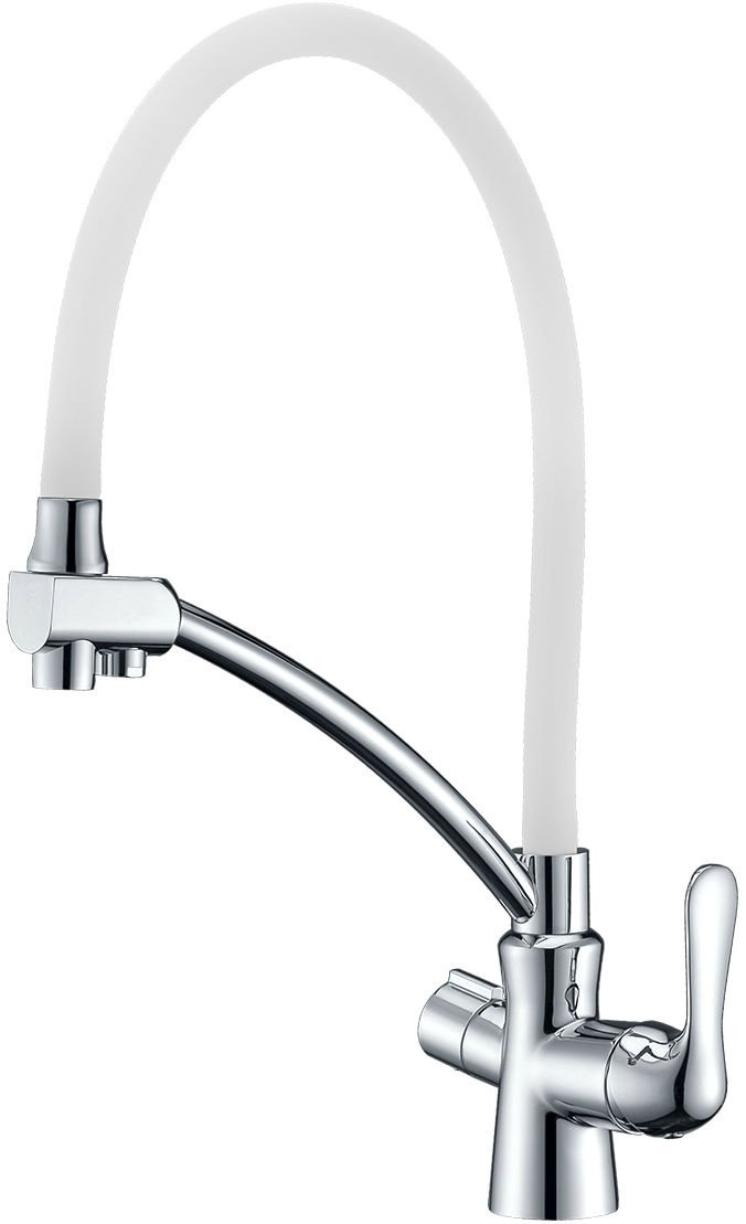 Смеситель с гибким изливом Lemark LM3070C, латунь, цвет белый, хром купить,NaN