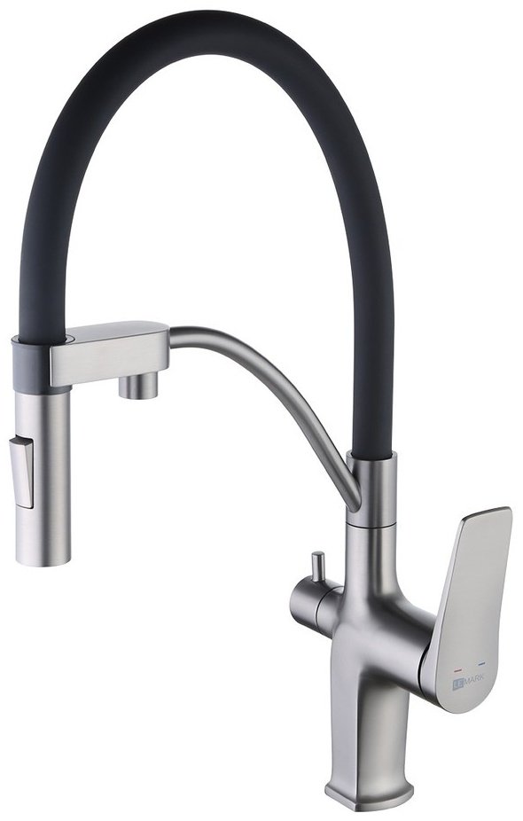 Смеситель с гибким изливом Lemark LM3761, латунь, цвет серый, черный купить,NaN