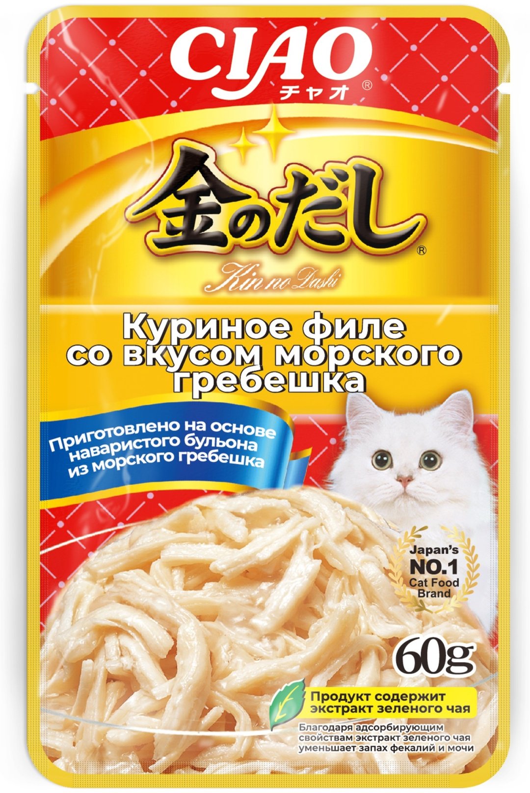 Корм INABA кусочки в желе курица, морской гребешок 60 г 1 шт
