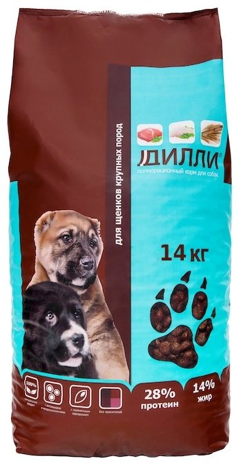 Корм Дилли для щенков крупных пород 14 кг