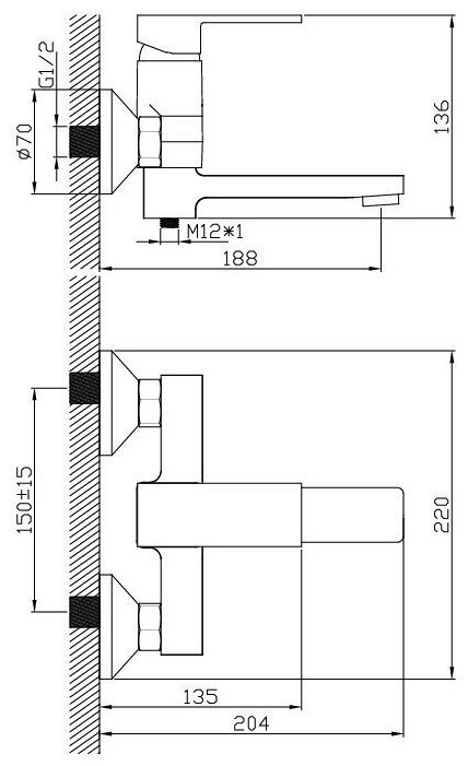 Смеситель для ванны Diadonna D80-330106, латунь, цвет хром купить,75300