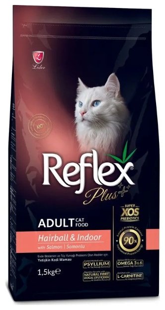 Корм Reflex Plus Adult Hairball&amp;Indoor для взрослых лосось 1.5 кг
