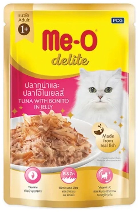 Корм Me-O Delite кусочки в желе тунец, пеламида 70 г 1 шт