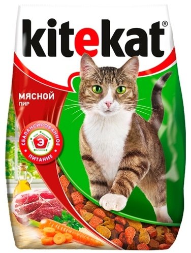 Корм Kitekat Мясной пир для взрослых мясное ассорти 0.35 кг