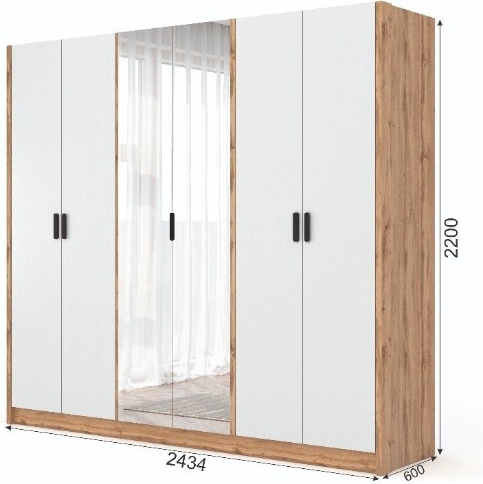 Распашной шкаф AsiaBrand Ретро, 244x220х60 см, белый, коричневый купить,NaN
