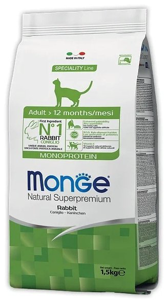 Корм Monge Adult для взрослых кролик 1.5 кг купить,10335
