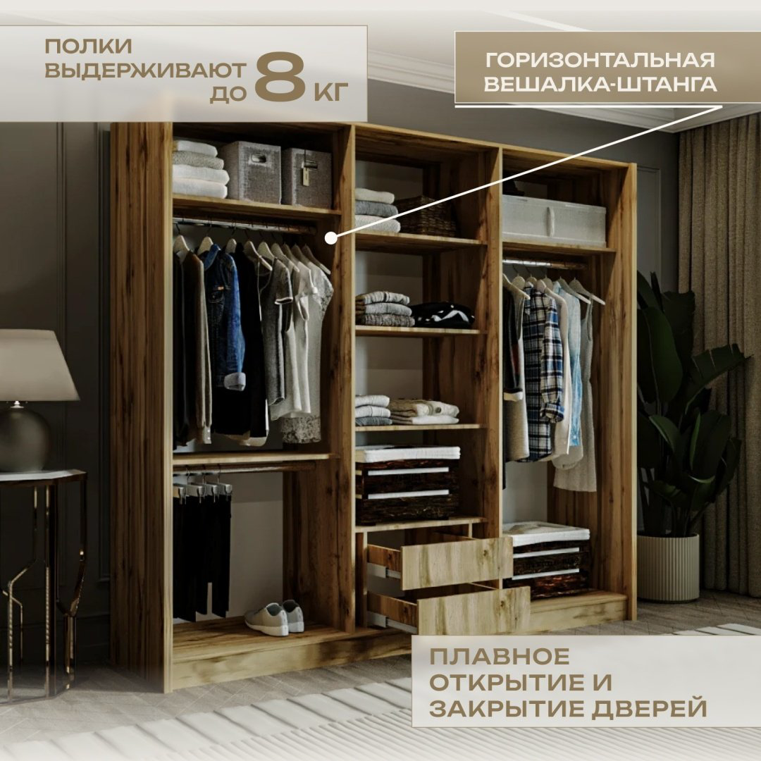 Распашной шкаф AsiaBrand Ретро, 244x220х60 см, белый, коричневый купить,NaN