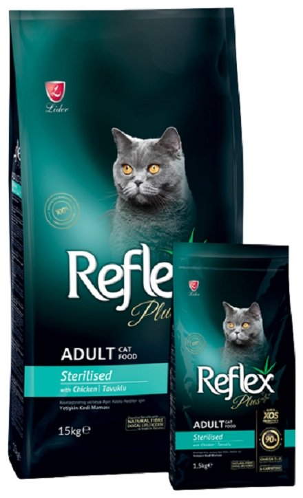 Корм Reflex Plus Adult Sterilised для стерилизованных курица 15 кг