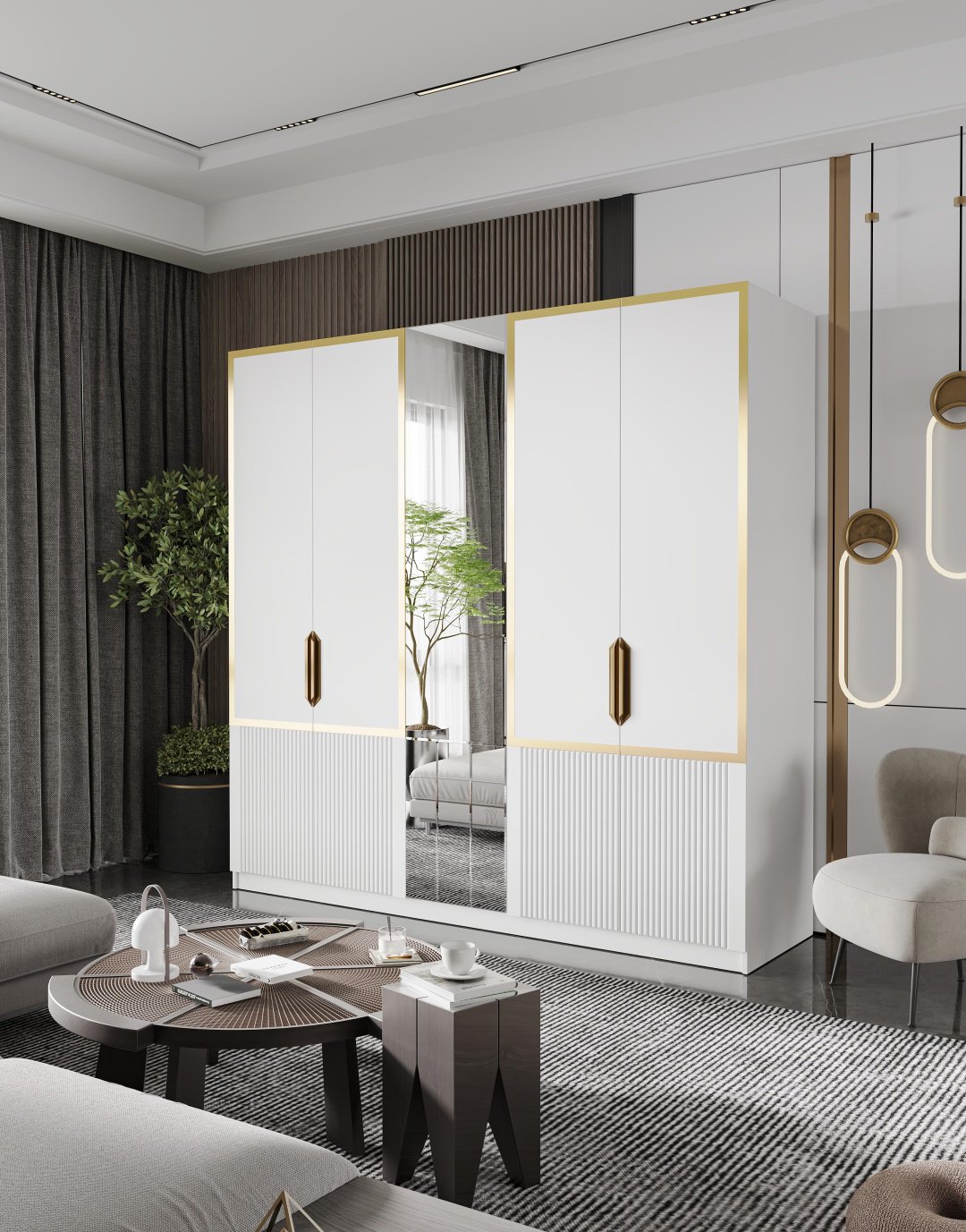 Распашной шкаф Mebel Lux ЛИЯ 5Д, 225x230х60 см, белый, графит купить,NaN