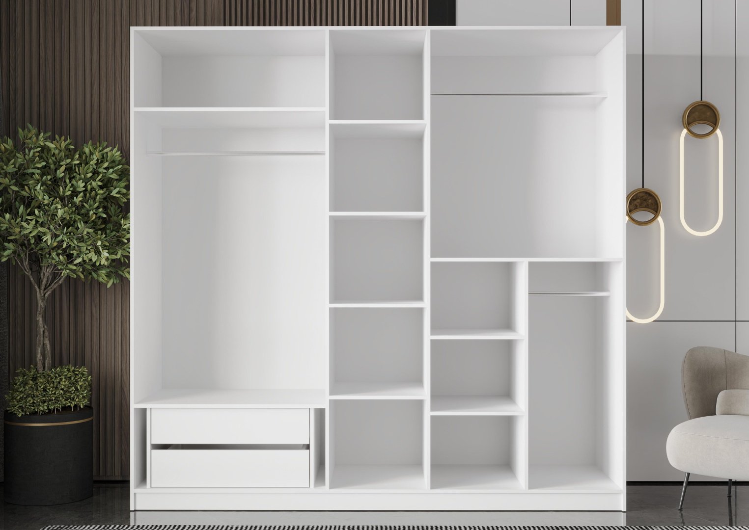 Распашной шкаф Mebel Lux ЛИЯ 5Д, 225x230х60 см, белый, графит купить,NaN