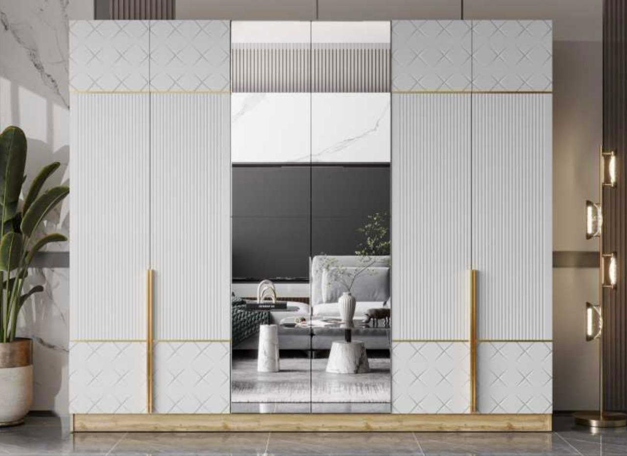 Распашной шкаф Mebel Lux Moli, 270x230х60 см, белый, темно-синий купить,NaN