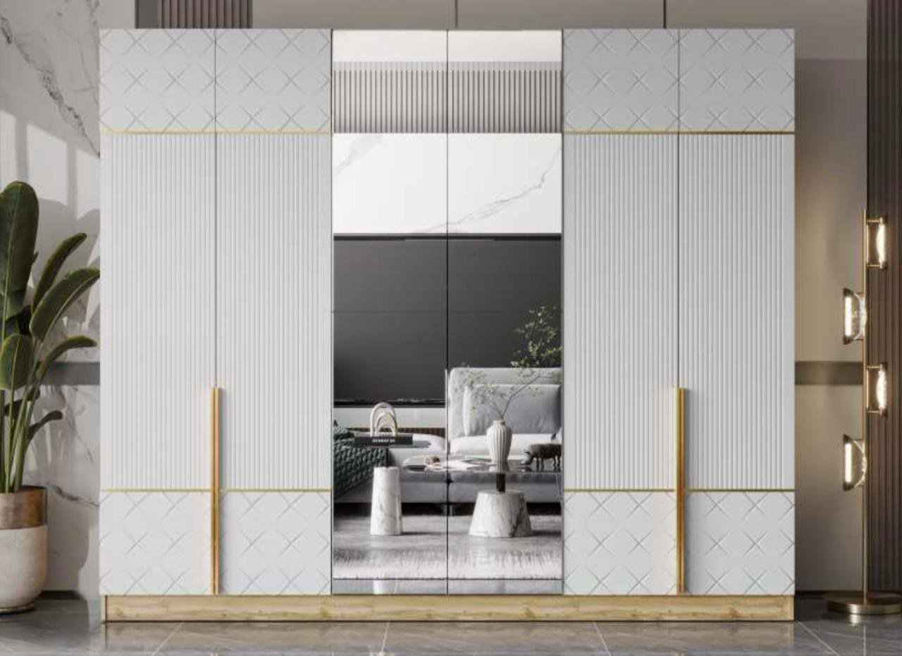 Распашной шкаф Mebel Lux Moli, 270x230х60 см, белый, темно-синий купить,NaN