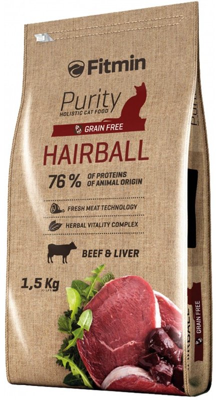 Корм Fitmin Purity Hairball Сухой корм для кошек для вывода шерсти со вкусом говядины и печени 1.5 кг 1.5 кг купить,14990