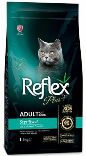 Корм Reflex Plus Sterilised для стерилизованных курица 1.5 кг купить,4700