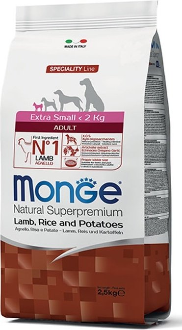 Корм Monge Extra Small Adult Lamb для экстра мелких пород ягненок 2.5 кг