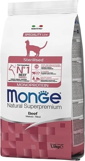 Корм Monge Natural Superpremium Sterilised для стерилизованных говядина 1.5 кг купить,10790