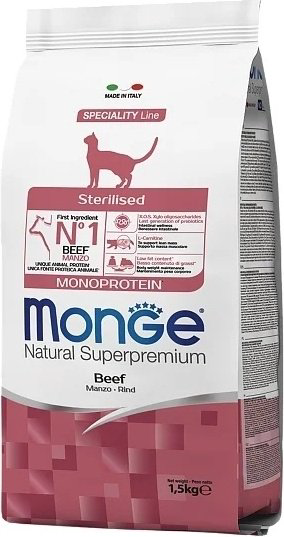 Корм Monge Natural Superpremium Sterilised для стерилизованных говядина 1.5 кг купить,10790