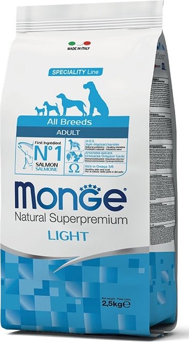 Корм Monge All Breeds Adult Light лосось 2.5 кг купить,12415