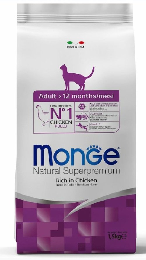 Корм Monge Adult для взрослых курица 1.5 кг купить,NaN