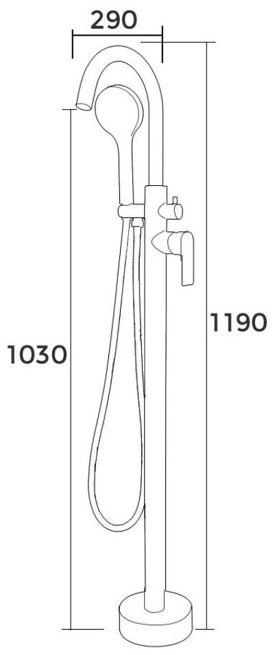 Смеситель для ванны с душем Hans H306.02, однозахватный