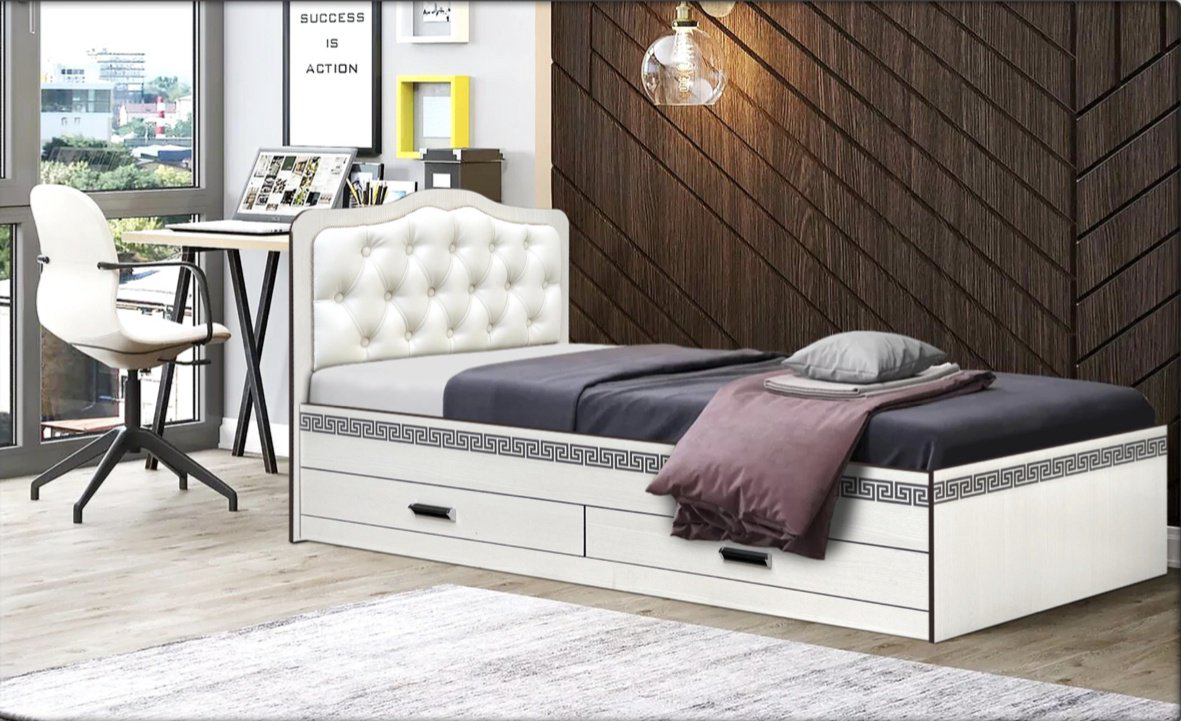 Кровать Elegant Verа 80x190см с матрасом белая купить,NaN