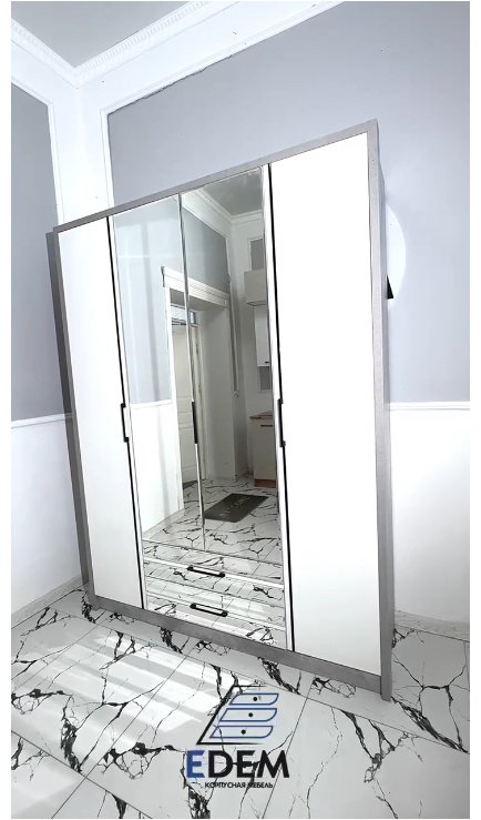 Распашной шкаф Эдем Николь 4дв белый-цемент светлый, 166x220х50 см, белый, светло серый купить,NaN