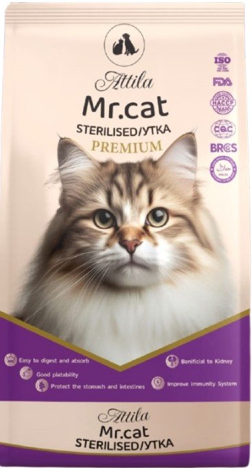 Корм ATTILA Mr.Cat Sterilised для стерилизованных утка 1 кг