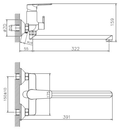 Смеситель для ванны Haiba HB22563, латунь, цвет хром купить,62400