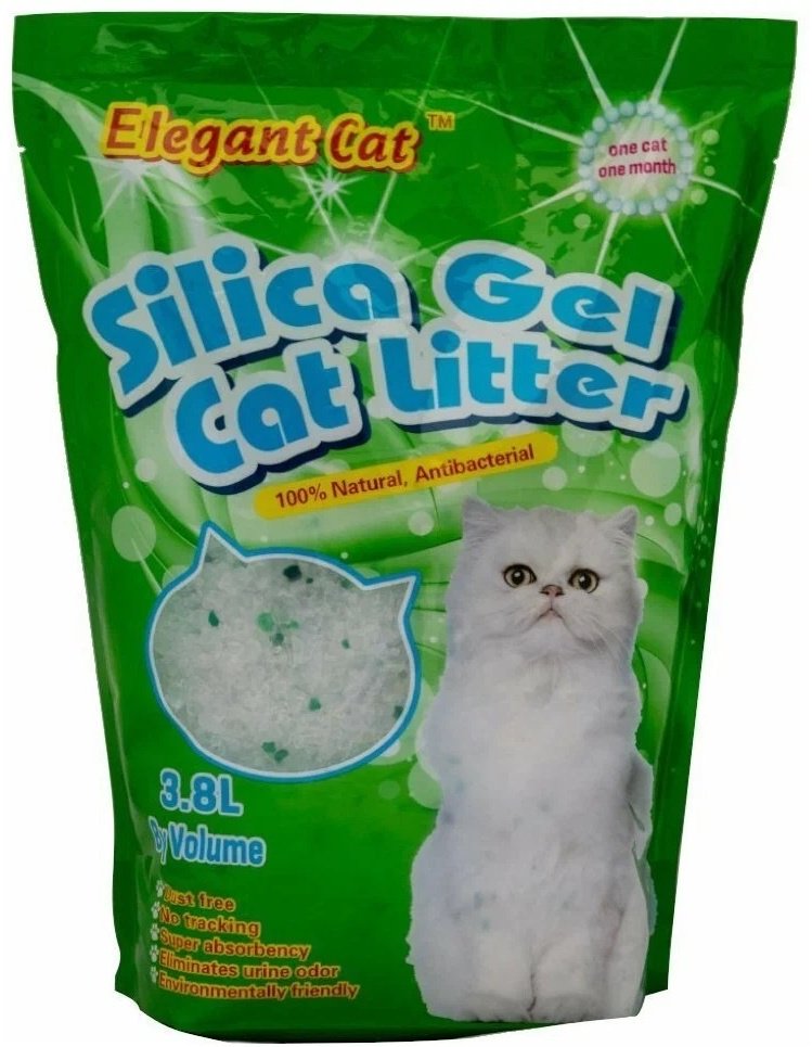 Наполнитель ELEGANT CAT, для кошачьего туалета силикагелевый, 3.8 л