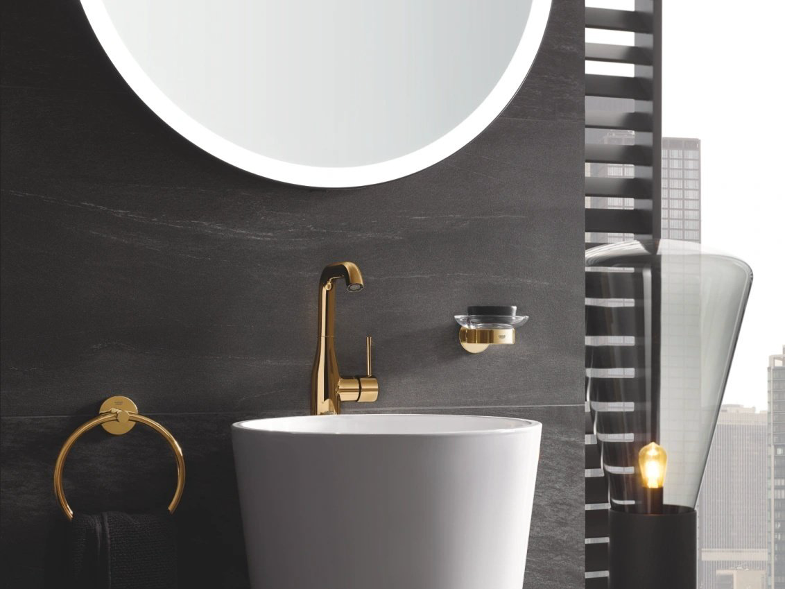 Смеситель однорычажный для раковины Grohe Essence, размер L, рычажный донный клапан, цвет Холодный рассвет (24174GL1) купить,NaN