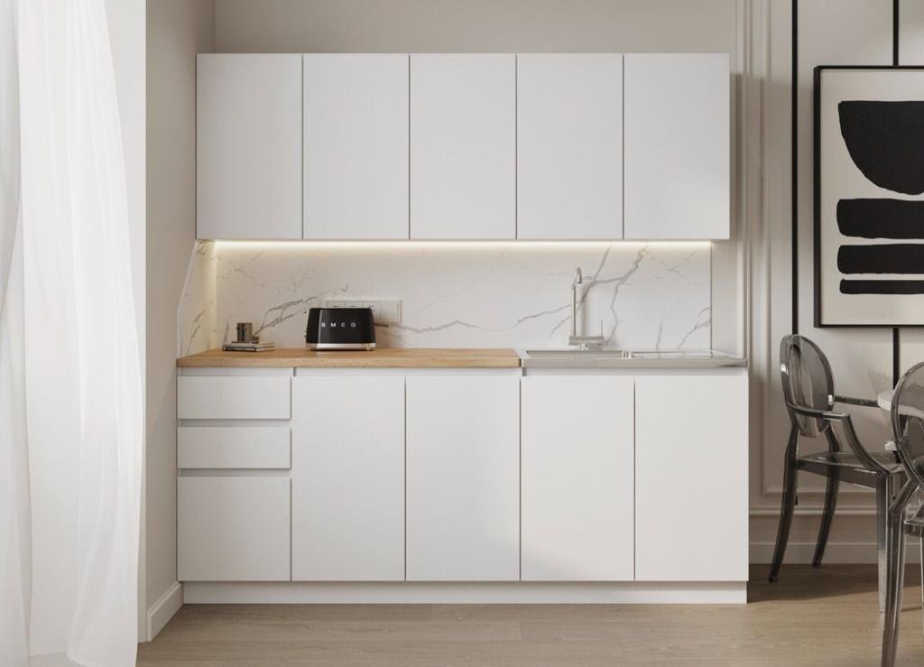 Кухонный гарнитур AsiaBrand , 200x220х60 см, ЛДСП, белый купить,NaN