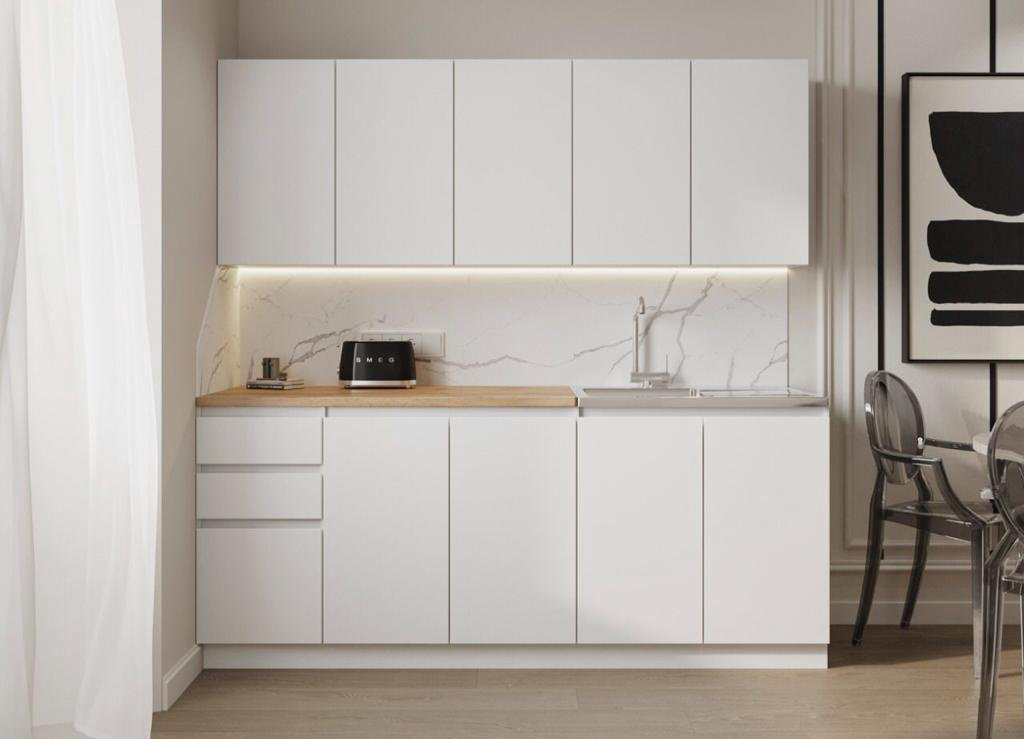 Кухонный гарнитур AsiaBrand , 200x220х60 см, ЛДСП, белый купить,NaN