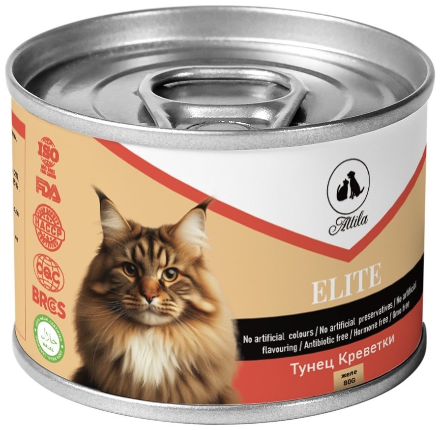 Корм ATTILA кусочки в желе тунец, креветки 80 г 1 шт