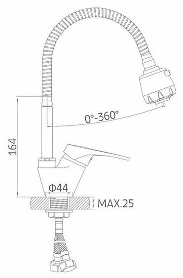 Смеситель для кухни (мойки) Accoona A84850, однозахватный купить,NaN