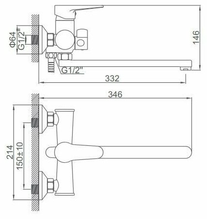 Смеситель для ванны Accoona A71111C, силумин, цвет бронзовый купить,NaN