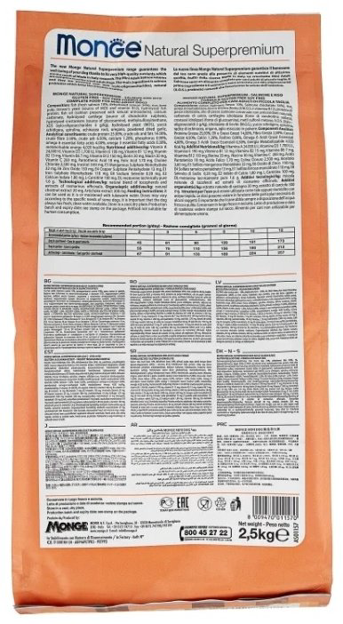 Корм Monge Mini Adult Лосось с рисом для взрослых мелких пород 2.5 кг купить,NaN