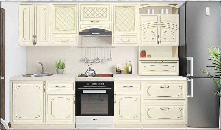 Кухонный гарнитур Elegant Амели, 300x220х60 см, ЛДСП, белый купить,NaN