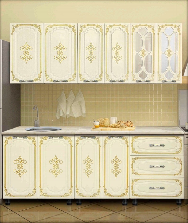 Кухонный гарнитур Elegant Линда, 200x212.5х60 см, ЛДСП, бежевый